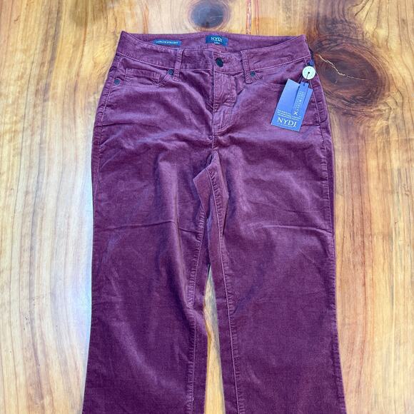 NEW NYDJ Women's Pants 8 Velvet Marilyn Straight Stretch Burgundy Lift W16 - Picture 3 of 8